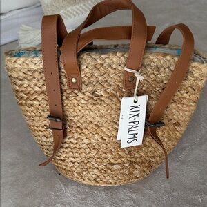 Tan Straw Tote Bag